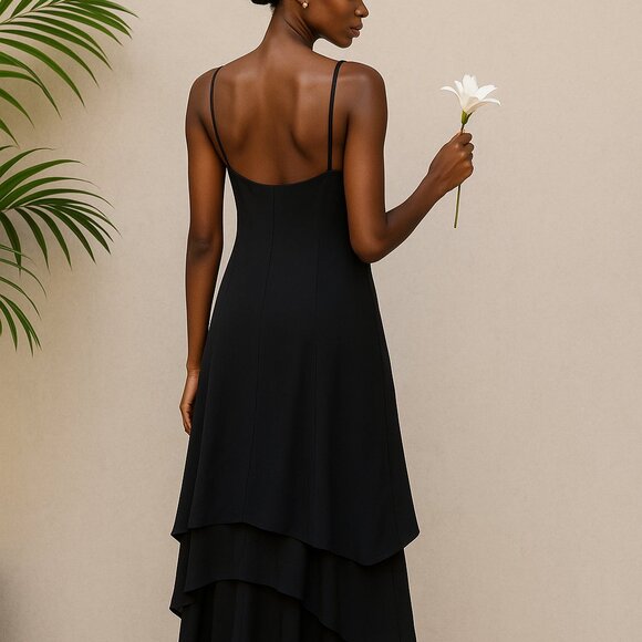 ✨ Black High-Low Layered Formal Dress | Elegant Evening Gown LBD🖤 - Picture 7 of 16